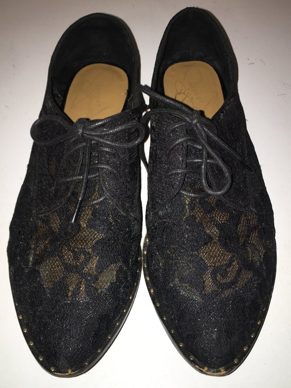 Anthropologie Black Lace Lace-up Loafer 7.5